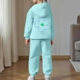 thumbnail image 4 of Bobifish Little Girls Outfit Sets Flower Print Hoodie With Jogger Pants Loose Fit Pocket Elastic Waist Casual School Daily Wear Trendy Kids Daily Wear Outfit Sets, 4 of 7