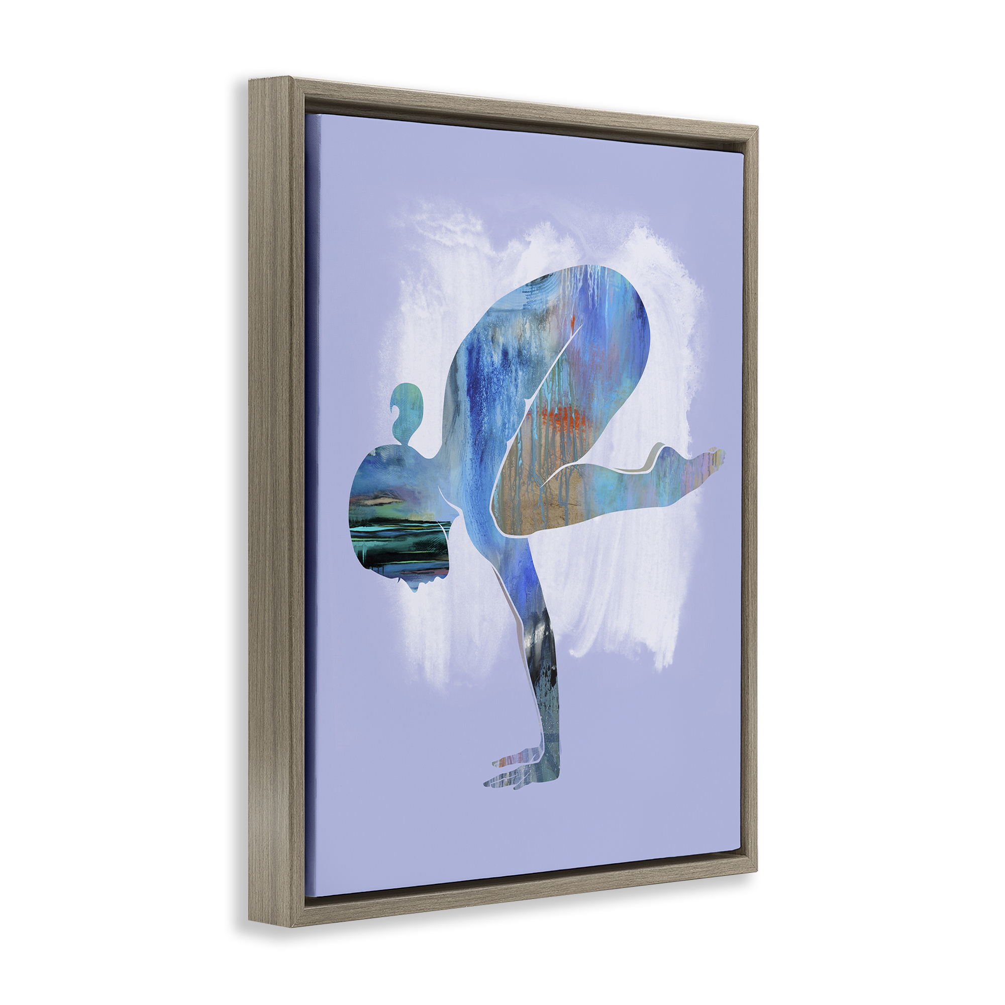 Stupell Industries Mindful Yoga Pose Sports Painting Brown Floater Framed Canvas Art Print Wall Art, 17 x 21