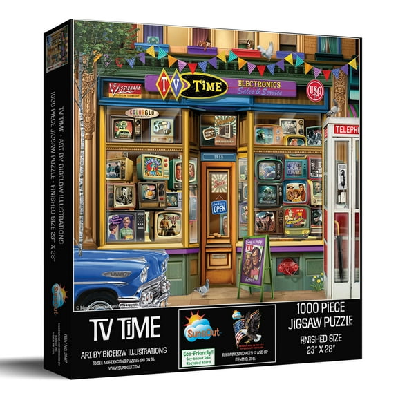 SUNSOUT INC - TV Time - 1000 pc Jigsaw Puzzle by Artist: Bigelow Illustrations - MPN # 31417