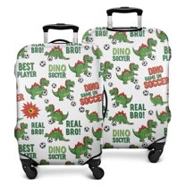 White Cartoon Soccer Dinosaurs Pattern Luggage Cover Fashion Suitcase Cover Baggage Covers Fit 25-28 Inch Luggage (Go Travel)