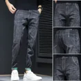 thumbnail image 3 of Pantalones con bolsillos, vaqueros para hombre, pantalones vaqueros ajustados para hombre, pantalones vaqueros elásticos ajustados, ajustados, estilo coreano de otoño 2024, casual, 3 of 5