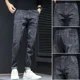 thumbnail image 3 of Pantalones con bolsillos, vaqueros para hombre, pantalones vaqueros ajustados para hombre, pantalones vaqueros elásticos ajustados, ajustados, estilo coreano de otoño 2024, casual, 3 of 5