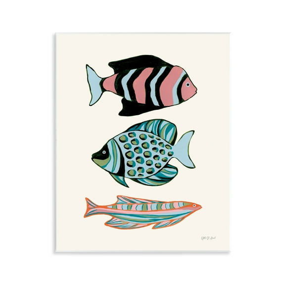 Stupell Industries Tropical Fish Trio Nautical & Beach Painting Unframed Art Print Wall Art, 11 x 14