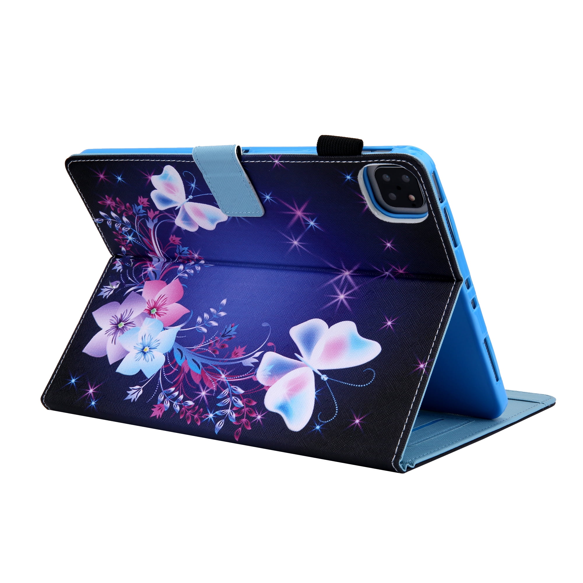 Allytechgroup 2024 iPad Pro 11" M4 Flip Case Cover - Premium Shockproof Stand with Pencil Holder Auto Sleep/Wake Function Protective Bumper Case for Apple iPad Pro 11 Inch M4 2024, Purple Butterfly