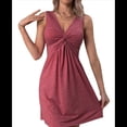 thumbnail image 3 of Vestido Elegante de Verano para Mujer, con Escote en V y Volantes, Sin Mangas, Ajustado, para Fiesta, Club, Rojo, XXL, 3 of 10
