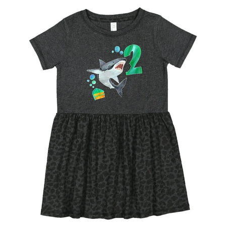 

Inktastic Second Birthday Shark with Cake Girls Toddler Dress