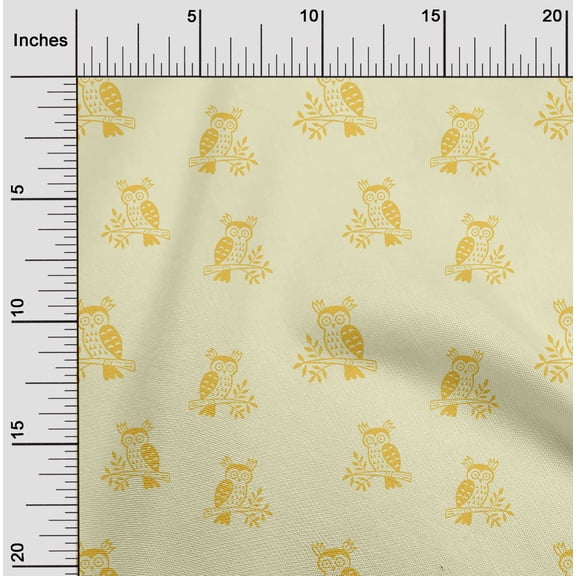 oneOone Cotton Cambric Fabric Branch & Owl Block Decor Fabric Printed BTY 56 Inch Wide