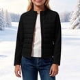 thumbnail image 4 of fatyb Girls Full Zip Jacket Kids Long Sleeve Stand Collar Fall Winter Cropped Outerwear with Pockets, 4 of 7