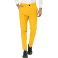 thumbnail image 1 of Pantalones de vestir a rayas para hombres Inspire Chic, pantalones de frente plano, pantalones de negocios 34 amarillos, 1 of 6