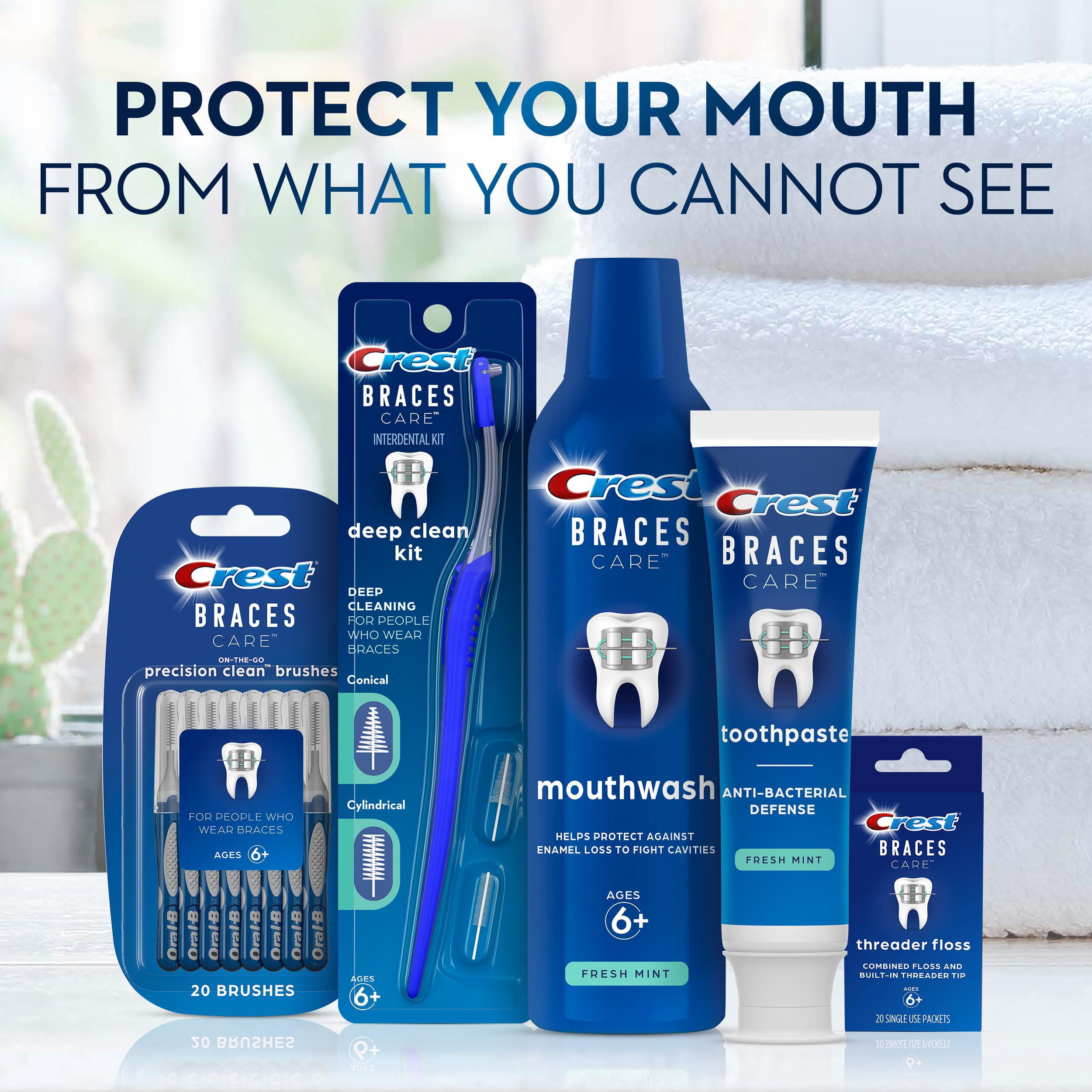 Crest Braces Care Mouthwash, Fresh Mint, 16 fl oz, For Ages 6+