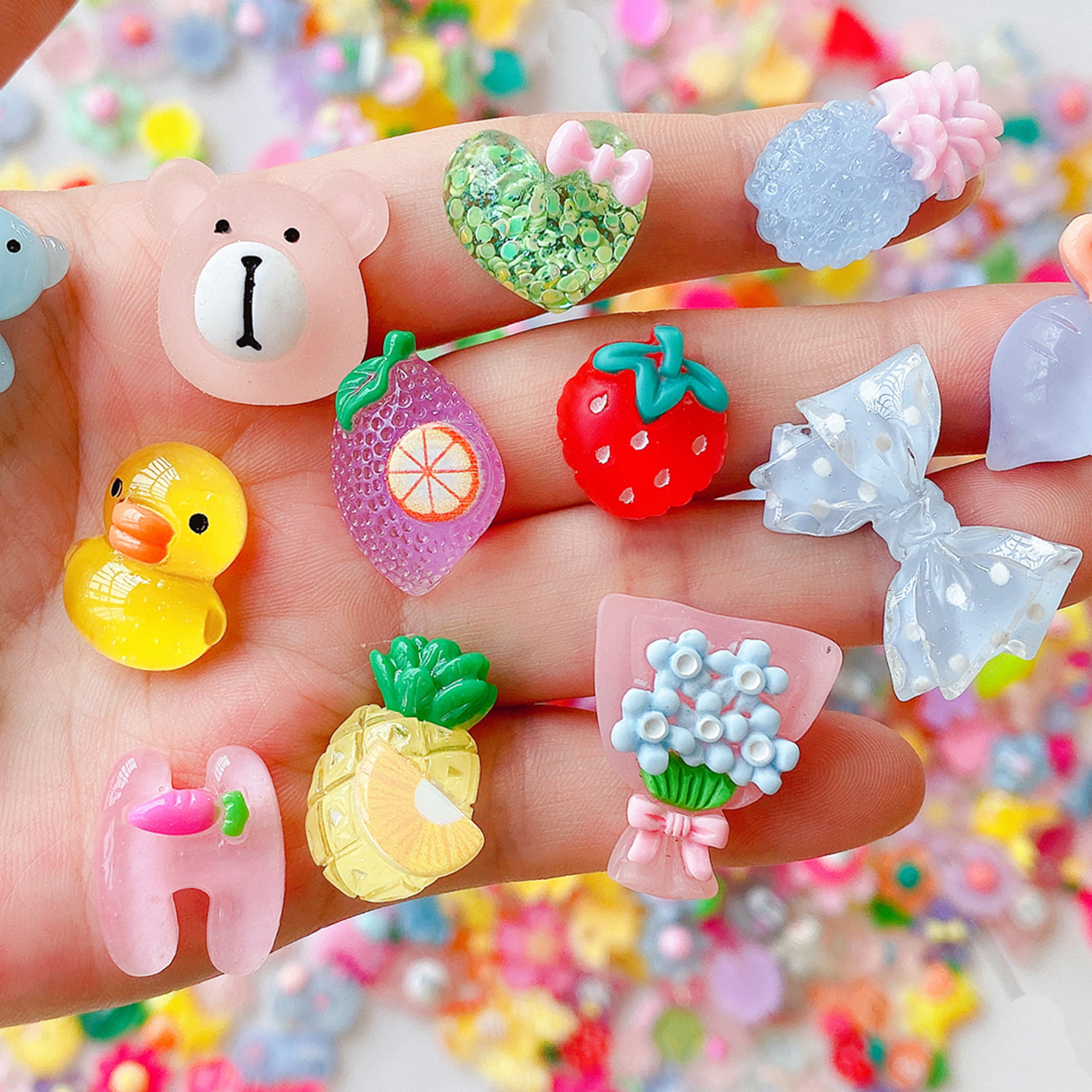 200 Pcs Slime Charms Cute Set , Bulk Mixed Resin Flatback Fake Candy Charms  Assorted Sweets Slime Beads Making Supplies for DIY Craft Making and