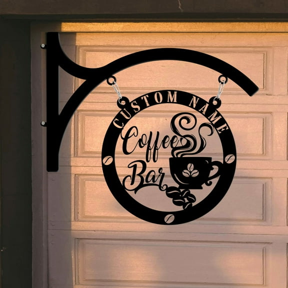 Craftnamesign Custom Coffee Bar Metal Hanging Sign Wall Decor, Metal Coffee Wall Art