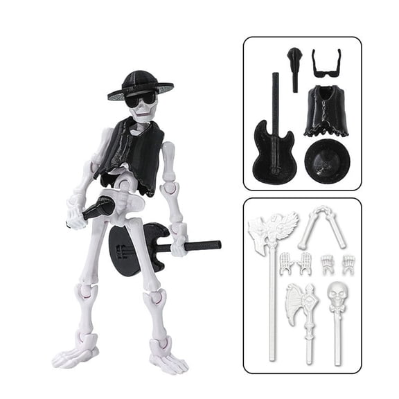 Joint Human Skeleton Doll Action Figure, Movable Assembly Toy Creative Desk Ornament, Black