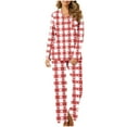 thumbnail image 3 of Gytharion Pajama Sets for Women Cute Heart Print Sleepwear Sets 2 Piece Loungewear Outfits Long Sleeve Button Down Lapel Top and Elastic Waist Pants Soft Comfy Pj Sets with Pockets, 3 of 6