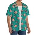 thumbnail image 4 of Naloa Starfish and Shell Men's Loose Fit Cuban Collar Short-Sleeve Shirt with Button-down and Chest Pocket for Everyday Wear Outings - Medium, 4 of 7