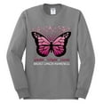 thumbnail image 2 of Wild Bobby Faith Hope Love Butterfly Ribbons Breast Cancer Awareness Men Long Sleeve Shirt, Heather Grey, 3X-Large, 2 of 6