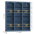 thumbnail image 3 of Homfa 18-Cube Bookcase and Bookshelves, 71.2" Triple Width 6-Tier Freestanding Arch Library Cabinet for Home Office Living Room, Blue, 3 of 8