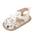 thumbnail image 1 of MEZZALL Spring Summer Children Baby Infants Shoes Boys Girls Sandals Flat Bottom Lightweight Open Toe Breathable Comfortable Hook Loop Solid Color Trendy Footwear, White, 12-18 Months, 1 of 8