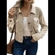 thumbnail image 1 of Chaqueta Corta de Franela para Mujer, Camisa A Cuadros con Botones, Abrigo de Otoño Caqui XL, 1 of 10