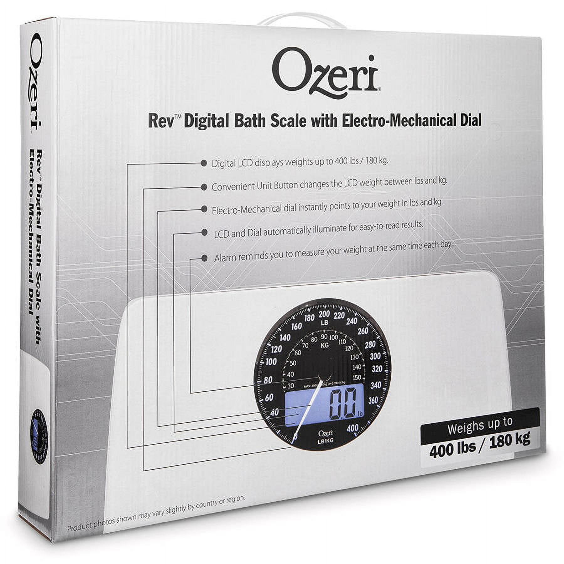Ozeri Rev 400 lbs. Digital Bathroom Scale with Electro-Mechanical Weight  Dial and 50 g Sensor Technology ZB19 - The Home Depot