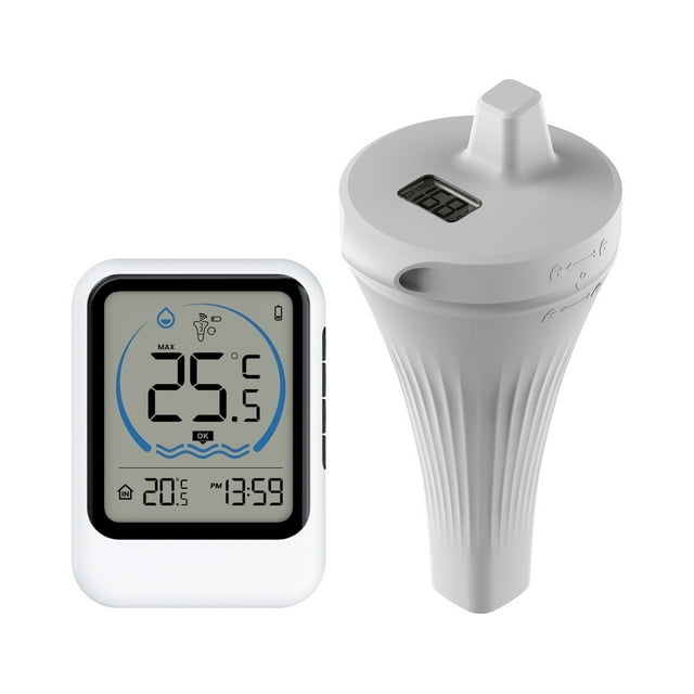 Wireless Digital Swimming Thermometer Clock Outdoor Floating Aquarium Water Temperature Monitor ,Higher Accuracy