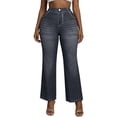 thumbnail image 3 of Cutuoiiu Women Comfortable High Waist Flare Jeans Look Pants with Pockets Everyday Wear Stretch Trousers Gifts, 3 of 9