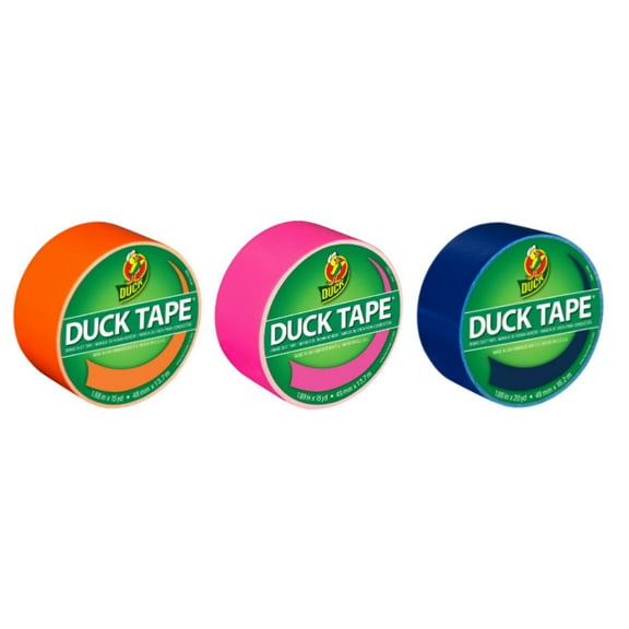 Duck Brand Duct Tape Color Trends Bold Combo 3-Pack, Orange, Pink and Blue, 50 Yards Total