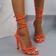 thumbnail image 4 of Bmisegm Fashion Women Summer Flock Straps Comfortable Thin High Heels Shoes Toe Breathable Sandals Womens Sandals Summer Orange 9, 4 of 6