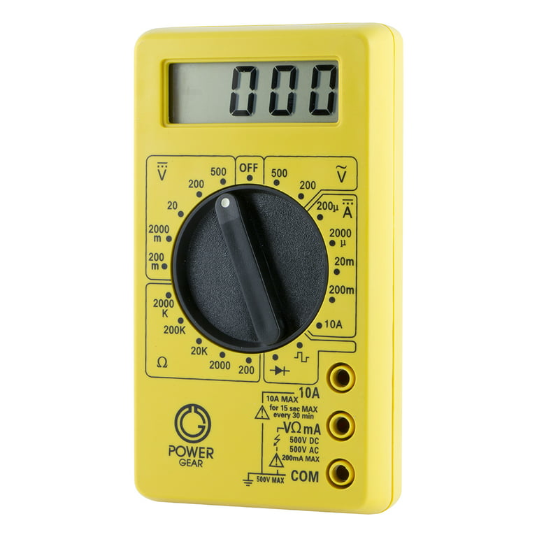 arm Vend tilbage Lokomotiv Power Gear Multimeter, Digital 17 Range 6-Function Non-Recording, Yellow  50953 - Walmart.com