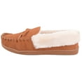 thumbnail image 5 of ABSOLUTE FOOTWEAR Womens Easy Slip On Winter Suede Fleece Lined Moccasin Style Slippers with Bow - Cognac - US 8, 5 of 7