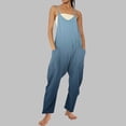 thumbnail image 4 of Sakmal Blue Jumpsuit Women Sleeveless Plus Size Workout Overalls Straight Leg Gradient Long V Neck Pants with Pockets, 4 of 7
