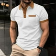 thumbnail image 2 of Playeras Negras Para Hombre Algodon Camiseta De Manga Corta Con Botones Y Bolsillo En El Pecho Con Bloques De Color Para Hombre, 2 of 5