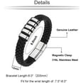 thumbnail image 4 of Leather Bracelet for Men Braided Cuff Wristband Stainless Steel Clasp in Silver and Gold Jewellery Gift, 4 of 6