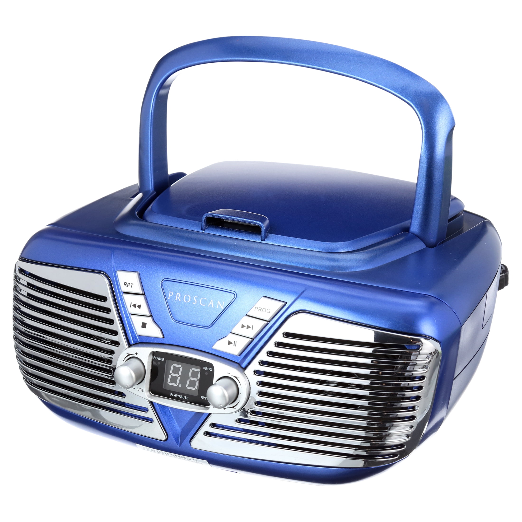 Proscan PRCD211 Retro-Style Portable CD Boombox with Radio, Red