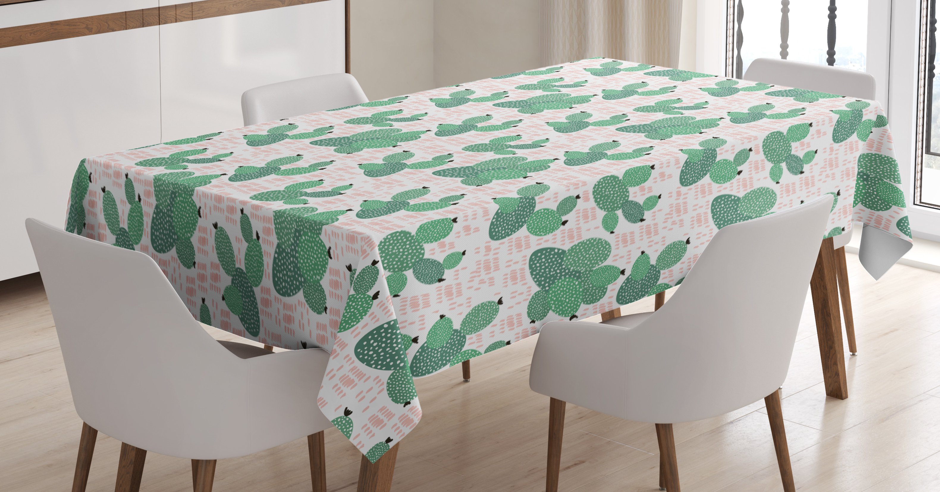 Cactus Tablecloth, Prickly Pear Tropical Succulent Plants with Modern
