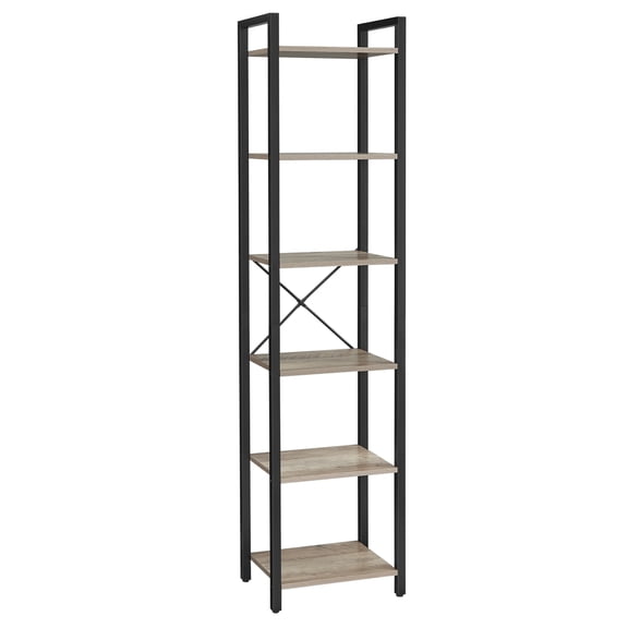 Narrow Bookcase, 6-Tier Bookshelf for Home Display, Stable Tiered Shelf, Greige