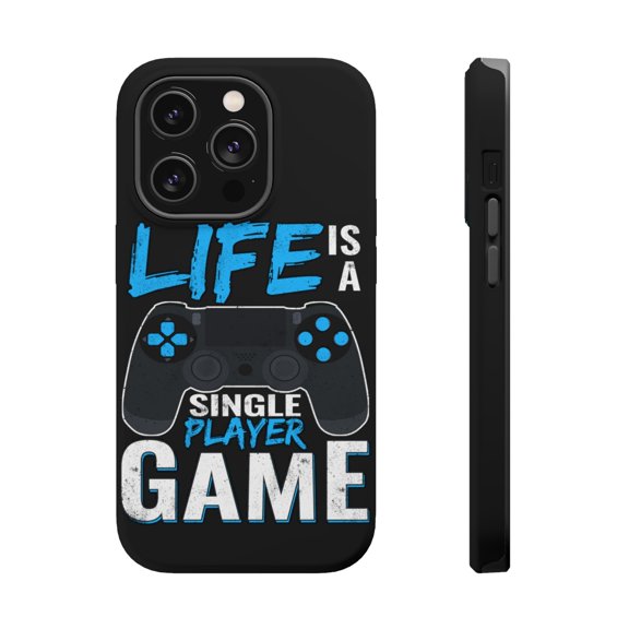 DistinctInk Tough Case for Apple iPhone 15 PRO (6.1" Screen), Compatible with MagSafe Charging - Life Is Single Player Game