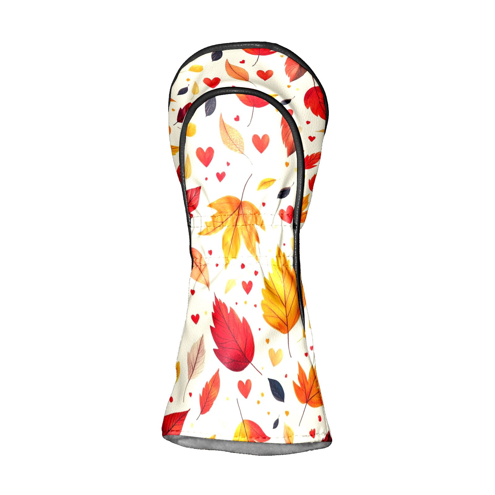 Golf Head Covers Maple Leaf Pattern for Driver, Wood & Hybrid, Premium Waterproof PU Leather with Plush Lining, Autumn Themed Golf Gifts