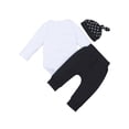 thumbnail image 3 of uukiA 0-12 Months Newborn Infant Baby Boy Short Sleeved Print Romper Pants And Hat 3PCs Outfits Suit, 3 of 6