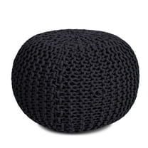 BirdRock Home Round Pouf Foot Stool Ottoman - Charcoal Grey