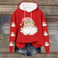 thumbnail image 4 of Yteetum Christmas Hoodies for Women Oversized Christmas Santa Claus Print Long Sleeved Fleece Hooded Sweatshirts Pullover Tops Womens Xmas Graphic Loose Drop-Shoulder Fleece Hoodies Fall Winter, 4 of 5
