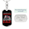 thumbnail image 2 of Trucker Dad Swivel Keychain Dog Tag Stainless Steel or 18k Gold, 2 of 10
