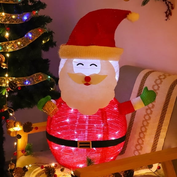 Fuchsun 2.3Ft Lighted Christmas Santa Claus 40 LED Battery Operated Indoor/Outdoor Decor