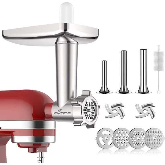 Metal Meat Grinder Attachment for  Stand Mixer, Meat Grinder for Includes 4 Grinding Plates, 3 Sausage Stuffer Tubes, 2 Grinding Blades, Food Grinder Attachment for