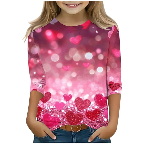 BaoFuBaoMei Funny Graphic Tees Boys Girls Valentines Heart Long Sleeve Pullover Shirt Slim Crew Neck Fall Outfits for School Party Classroom Celebration