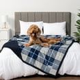thumbnail image 4 of PetAmi Waterproof Dog Blanket for Medium Large Dog Puppy Cat Throw for Couch Cover Leakproof Protection, Sherpa Fleece, Reversible Soft Washable 60x40 Plaid Navy Blue, 4 of 9