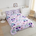 thumbnail image 4 of Erosebridal Girls Rainbow Bedding King Comforter Set, Purple Cloud Down Comforter, Cartoon Theme Decor, Reversible 3-Piece, 4 of 7
