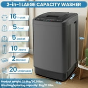 Adnoom Portable Washing Machine, 17.8lbs Dryer & Washer Combo, 10 Programs 8 Water Level Fully Automatic Washing Machine for Dorm, Apartments, Home