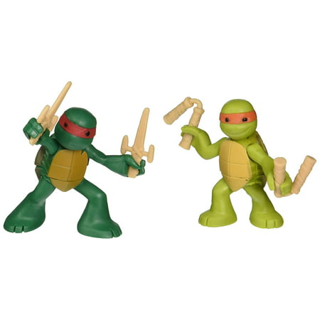 , Ninjas in Training Michaelangelo and Raphael Action Figures, In fighting position By Teenage Mutant Ninja Turtles