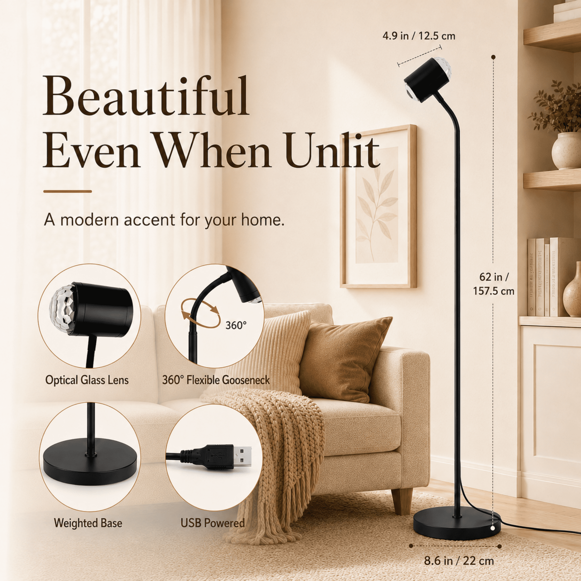 MEHOOM Sunset Standing Floor Lamp Projection with Ocean Wave, 360° Rotation Floor Lamps for Bedroom, Photography Selfie Party Home Living Room Bedroom Decor, Gifts Idea for Girls Women(127Colors)